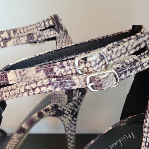 Michael Antonio Brown and Cream Snakeskin 5" High Heeled Sandals Size 8.5 - Picture 5 of 15